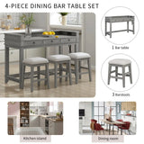 Retro Light Grey Solid Wood Bar Table Dining Set - Omega Lifestyles