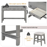 Retro Light Grey Solid Wood Bar Table Dining Set - Omega Lifestyles