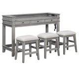 Retro Light Grey Solid Wood Bar Table Dining Set - Omega Lifestyles