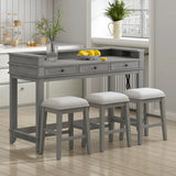 Retro Light Grey Solid Wood Bar Table Dining Set - Omega Lifestyles