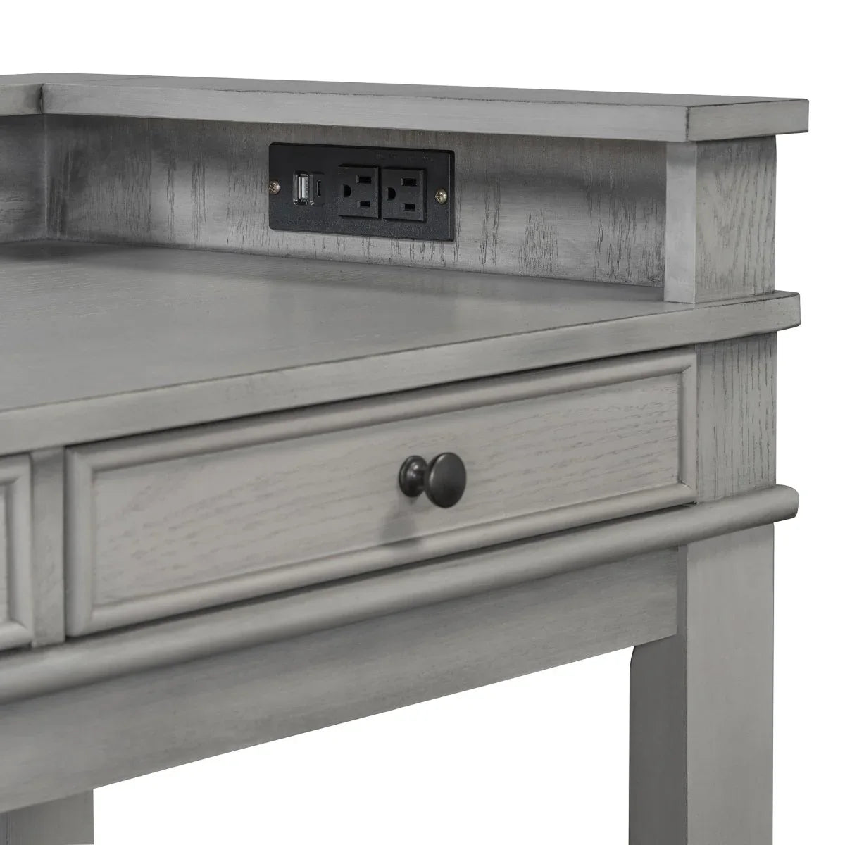 Retro Light Grey Solid Wood Bar Table Dining Set - Omega Lifestyles