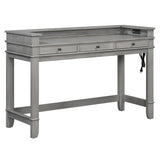 Retro Light Grey Solid Wood Bar Table Dining Set - Omega Lifestyles