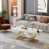 Modern 2-Tier Rectangular Marble Veneer Coffee Table - Omega Lifestyles
