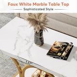 Modern 2-Tier Rectangular Marble Veneer Coffee Table - Omega Lifestyles
