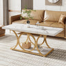 Modern 2-Tier Rectangular Marble Veneer Coffee Table - Omega Lifestyles