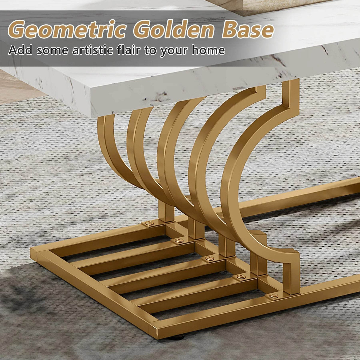 Modern 2-Tier Rectangular Marble Veneer Coffee Table - Omega Lifestyles