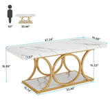 Modern 2-Tier Rectangular Marble Veneer Coffee Table - Omega Lifestyles