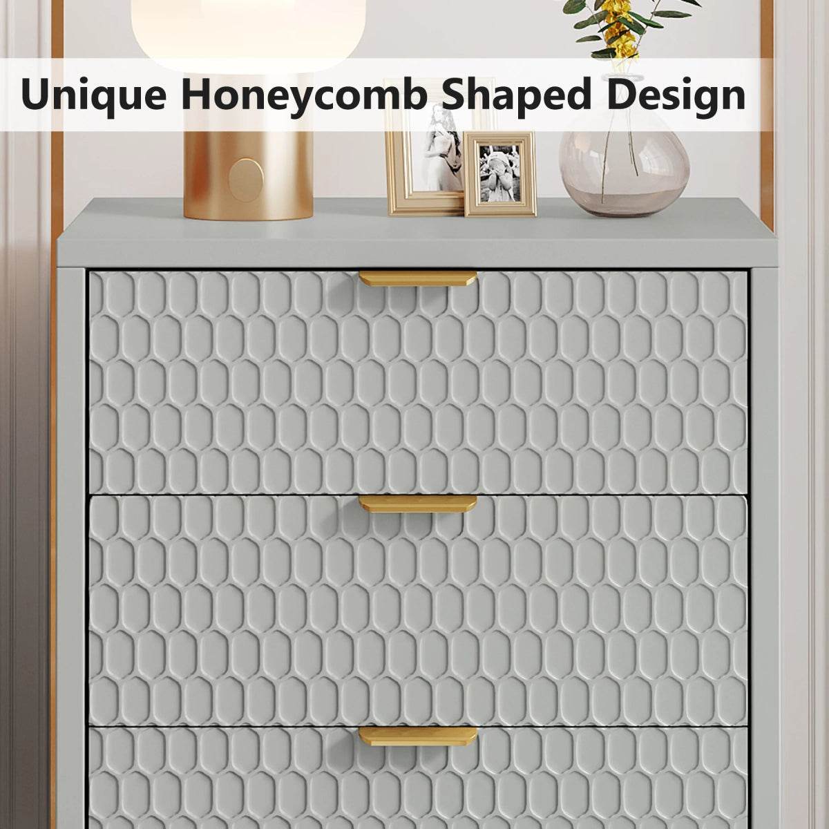 Modern Minimalist Nightstand With Three Storage Drawers - Omega Lifestyles