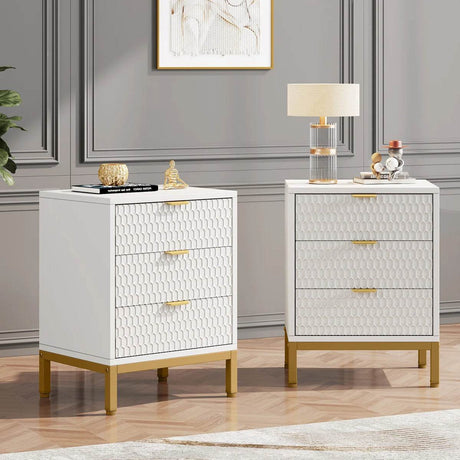 Modern Minimalist Nightstand With Three Storage Drawers - Omega Lifestyles
