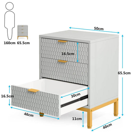 Modern Minimalist Nightstand With Three Storage Drawers - Omega Lifestyles
