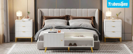 Modern Minimalist Nightstand With Three Storage Drawers - Omega Lifestyles