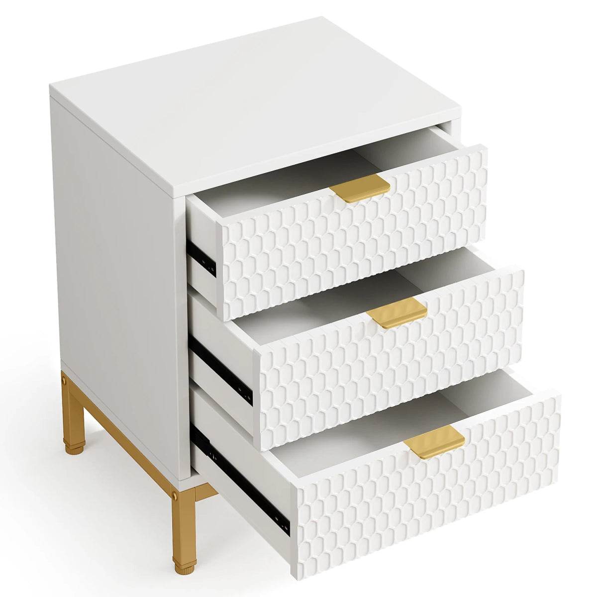 Modern Minimalist Nightstand With Three Storage Drawers - Omega Lifestyles