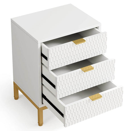 Modern Minimalist Nightstand With Three Storage Drawers - Omega Lifestyles