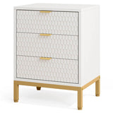 Modern Minimalist Nightstand With Three Storage Drawers - Omega Lifestyles