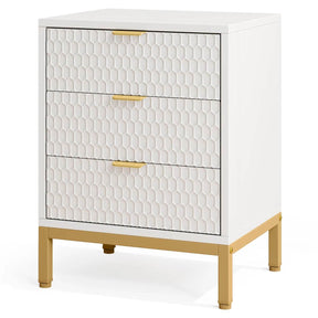 Modern Minimalist Nightstand With Three Storage Drawers - Omega Lifestyles