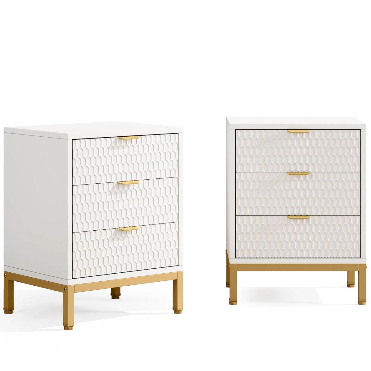 Modern Minimalist Nightstand With Three Storage Drawers - Omega Lifestyles