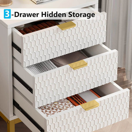 Modern Minimalist Nightstand With Three Storage Drawers - Omega Lifestyles