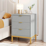 Modern Minimalist Nightstand With Three Storage Drawers - Omega Lifestyles