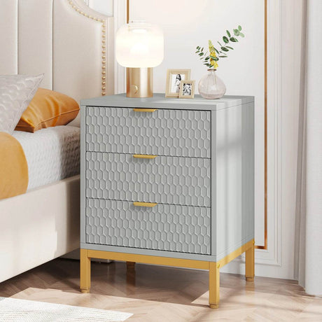 Modern Minimalist Nightstand With Three Storage Drawers - Omega Lifestyles