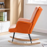 Modern Cotton Linen Upholstered Rocking Chair With Armrests - Omega Lifestyles