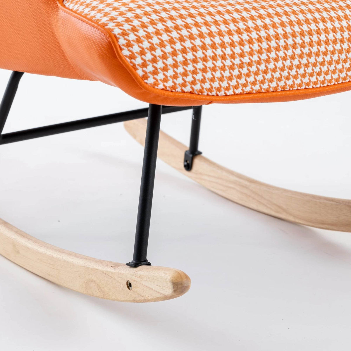 Modern Cotton Linen Upholstered Rocking Chair With Armrests - Omega Lifestyles