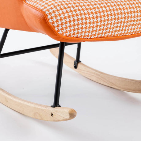 Modern Cotton Linen Upholstered Rocking Chair With Armrests - Omega Lifestyles