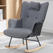 Modern Cotton Linen Upholstered Rocking Chair With Armrests - Omega Lifestyles