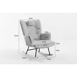 Modern Cotton Linen Upholstered Rocking Chair With Armrests - Omega Lifestyles
