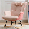 Modern Cotton Linen Upholstered Rocking Chair With Armrests - Omega Lifestyles