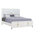 Queen Contemporary Gold White Panel Bed Frame With LED Lights - URIUNI - Omega Lifestyles