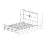 Queen Contemporary Gold White Panel Bed Frame With LED Lights - URIUNI - Omega Lifestyles