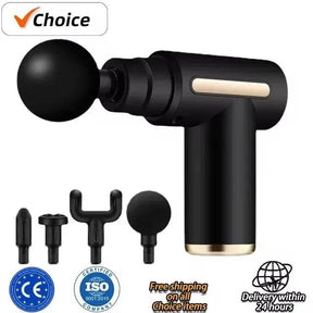 Mini Portable USB Battery Massage Gun With Four Heads - Omega Lifestyles