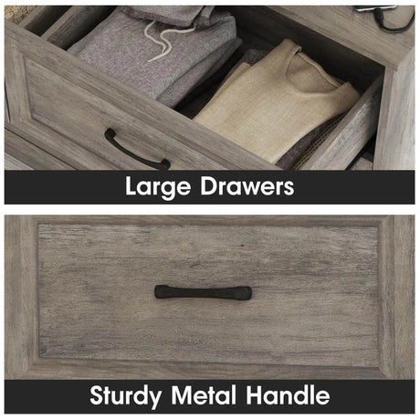 6-Drawer Modern Engineered Wood Dresser With Charging Station - Omega Lifestyles