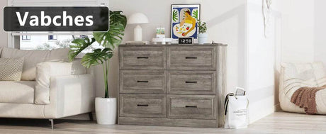 6-Drawer Modern Engineered Wood Dresser With Charging Station - Omega Lifestyles