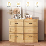 6-Drawer Modern Engineered Wood Dresser With Charging Station - Omega Lifestyles