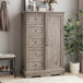 Farmhouse 5-Drawer Dresser With Sliding Barn Door - Omega Lifestyles