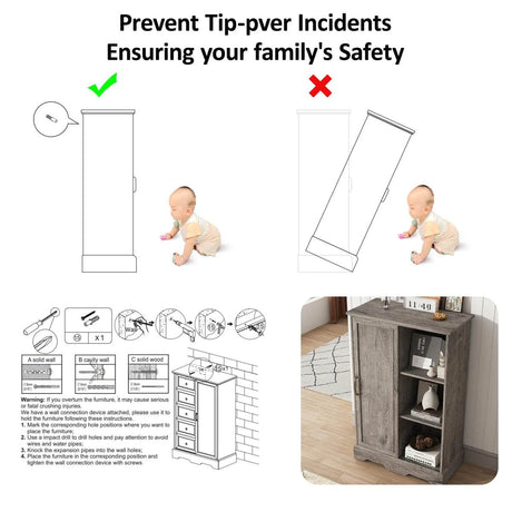 Farmhouse 5-Drawer Dresser With Sliding Barn Door - Omega Lifestyles