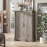 Farmhouse 5-Drawer Dresser With Sliding Barn Door - Omega Lifestyles