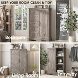 Farmhouse 5-Drawer Dresser With Sliding Barn Door - Omega Lifestyles