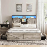 Platform Bed Frame With Storage Drawers LED Lighting Power Strip - Omega Lifestyles