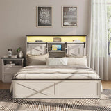 Platform Bed Frame With Storage Drawers LED Lighting Power Strip - Omega Lifestyles