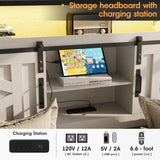 Platform Bed Frame With Storage Drawers LED Lighting Power Strip - Omega Lifestyles