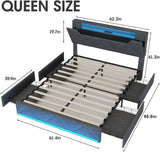 Upholstered Bed Frame With Storage Drawers Charging Station - Omega Lifestyles