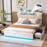 Upholstered Bed Frame With Storage Drawers Charging Station - Omega Lifestyles