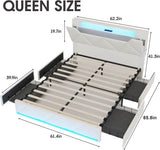 Upholstered Bed Frame With Storage Drawers Charging Station - Omega Lifestyles