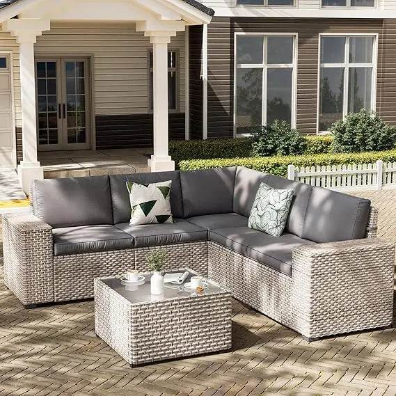 13-Piece Grey Rattan Outdoor Patio Furniture Set - Omega Lifestyles