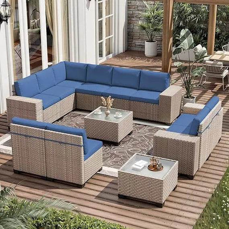 13-Piece Grey Rattan Outdoor Patio Furniture Set - Omega Lifestyles