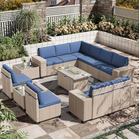 13-Piece Grey Rattan Outdoor Patio Furniture Set - Omega Lifestyles