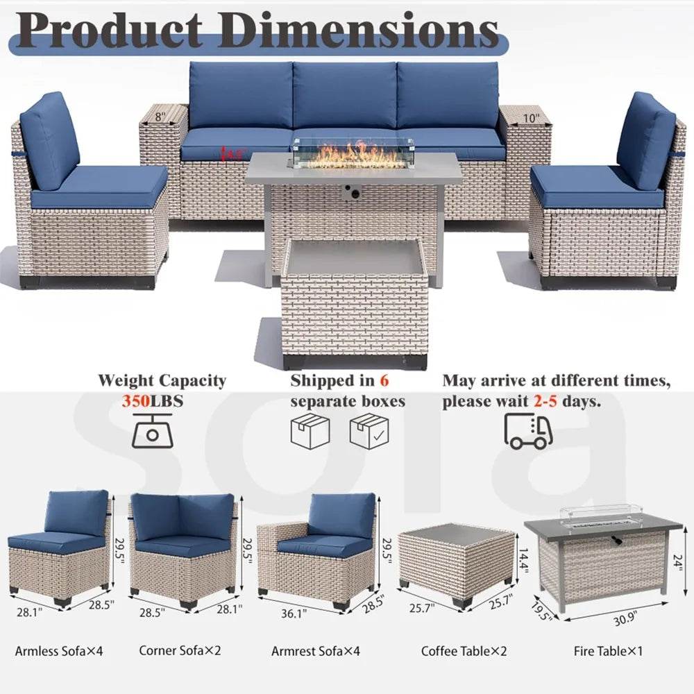 13-Piece Grey Rattan Outdoor Patio Furniture Set - Omega Lifestyles