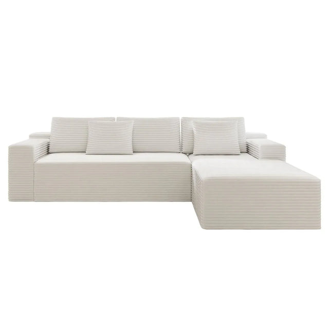 2-Piece Modular Sectional Sofa Plush Corduroy Fabric - Omega Lifestyles
